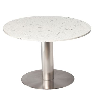 Pepo matbord rund 105cm silver med vit marmorskiva