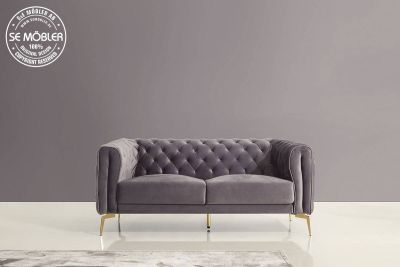 Carson 2-sits soffa sammet mörkgrå