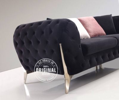 Latina 2-sits soffa sammet svart