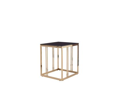 Snyggt litet sidobord med svart skiva och guldiga ben